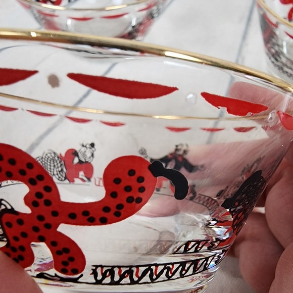 Vintage Mid Century Libby Fruit Bowls Clowns Gold Rimmed Set of 5 - Picture 16 of 16